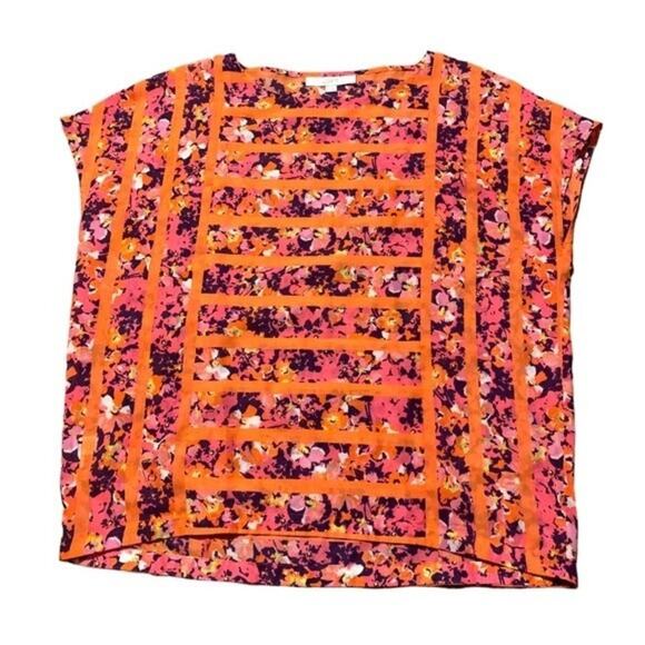 LOFT Woman's Blouse Floral Short Sleeved Multi Colored Size Small - Picture 2 of 6